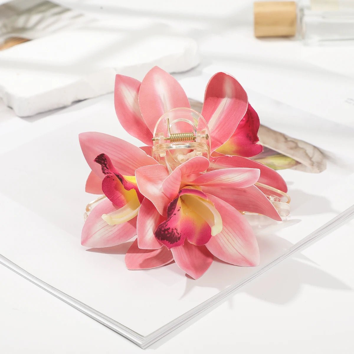 AWAYTR Orchid Flower Hair Claw Clips for Girls Hair Clip Barrette Gladiolus Hair Clamps Valentine's Headwear Hair Accessories - PratSN