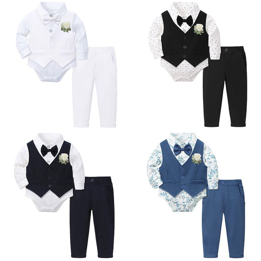 Baby Boy Baptism Outfit Infant First Easter Church Christening Suit Set Toddler Formal Wedding Birthday Party Gift Clothes - PratSN