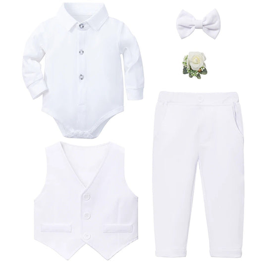 Baby Boy Baptism Outfit Infant First Easter Church Christening Suit Set Toddler Formal Wedding Birthday Party Gift Clothes - PratSN