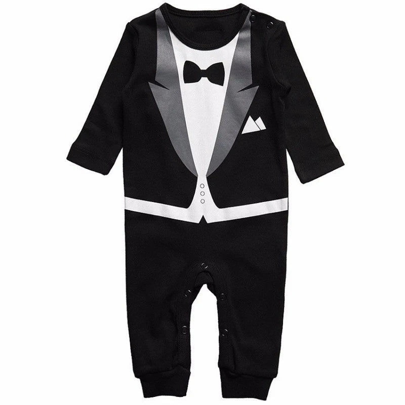 Baby Boy Clothes Spring Autumn Cotton Formal Romper Gentleman Outfit Newborn One - Piece Clothing Handsome Jumpsuit Party Suit - PratSN