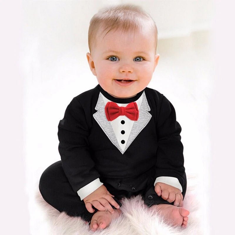Baby Boy Clothes Spring Autumn Cotton Formal Romper Gentleman Outfit Newborn One - Piece Clothing Handsome Jumpsuit Party Suit - PratSN