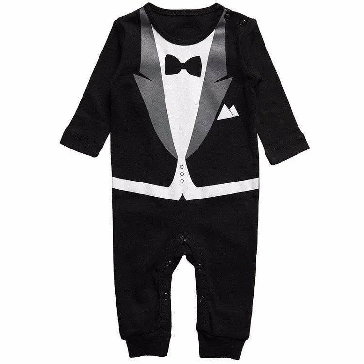 Baby Boy Clothes Spring Autumn Cotton Formal Romper Gentleman Outfit Newborn One - Piece Clothing Handsome Jumpsuit Party Suit - PratSN