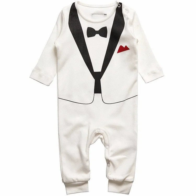 Baby Boy Clothes Spring Autumn Cotton Formal Romper Gentleman Outfit Newborn One - Piece Clothing Handsome Jumpsuit Party Suit - PratSN