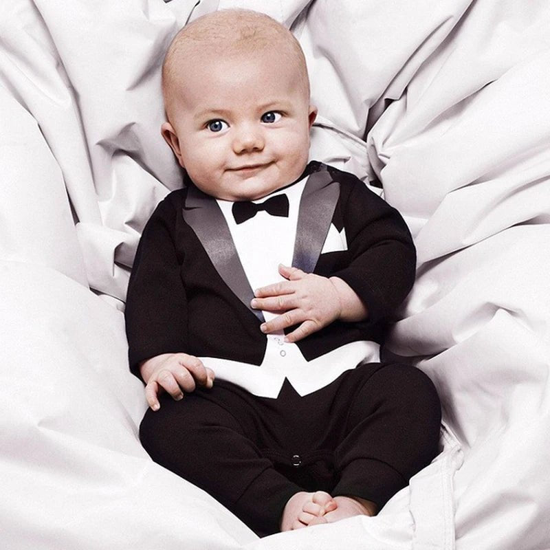 Baby Boy Clothes Spring Autumn Cotton Formal Romper Gentleman Outfit Newborn One - Piece Clothing Handsome Jumpsuit Party Suit - PratSN