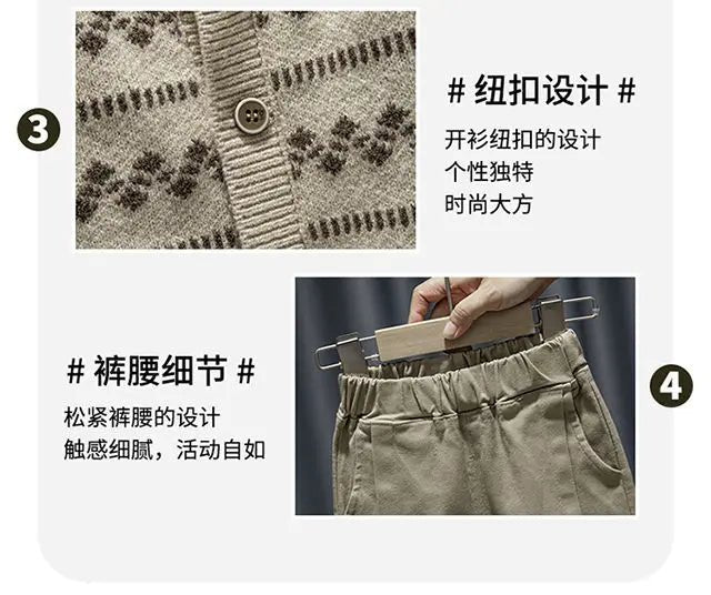 Baby Boy Clothing Suit 2024 Spring Autumn Knitted Sleeveless Sweater Vest + Shirts + Pants Boys Outfit Kids Set - PratSN