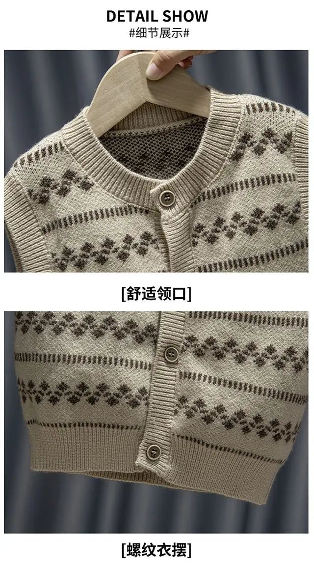 Baby Boy Clothing Suit 2024 Spring Autumn Knitted Sleeveless Sweater Vest + Shirts + Pants Boys Outfit Kids Set - PratSN