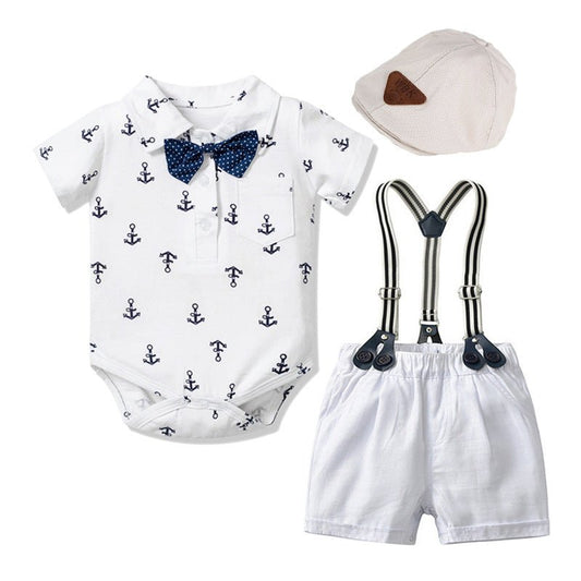 Baby Boy Gentleman Clothes Printed Triangle Romper - PratSN