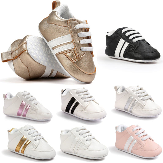 Baby Boy Girl Moccasins Shoes Infant PU Leather Non - slip Soft Newborn Sneakers - PratSN