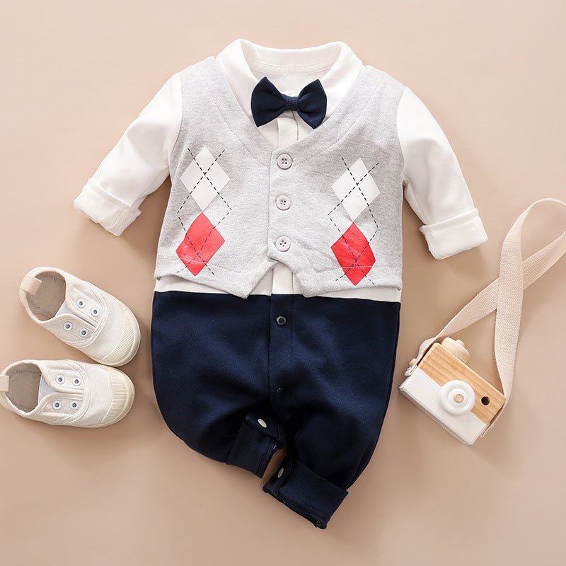 Baby Boy Jumpsuit Spring And Autumn Gentleman Baby Clothes Long - Sleeved - PratSN