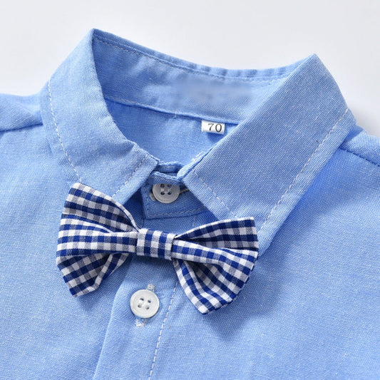 Baby Boys Gentleman Bib Pant Suit Long Sleeve Bow Tie - PratSN