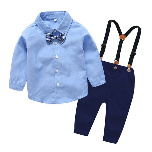 Baby Boys Gentleman Bib Pant Suit Long Sleeve Bow Tie - PratSN