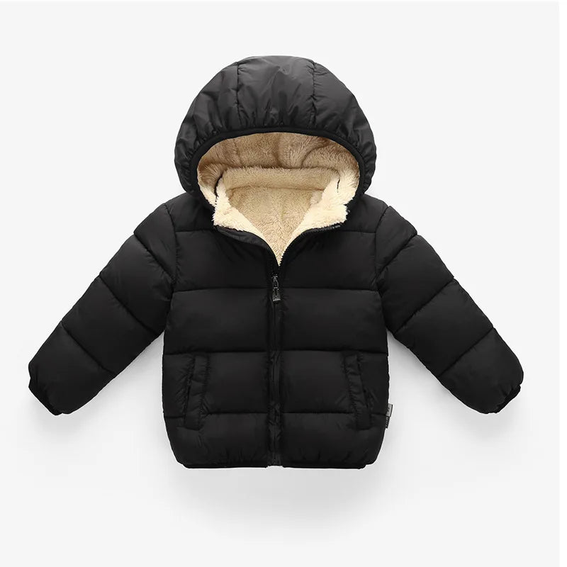 Baby Children Coats Winter Thick Jackets For Boys Warm Plush Thicken Outerwear For Girls Fur Hooded Jacket Kids Clothes Snowsuit - PratSN