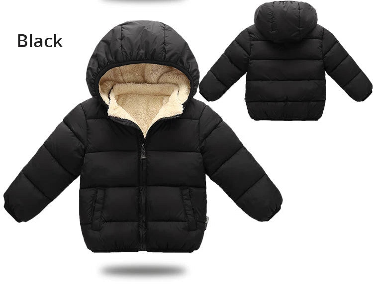 Baby Children Coats Winter Thick Jackets For Boys Warm Plush Thicken Outerwear For Girls Fur Hooded Jacket Kids Clothes Snowsuit - PratSN