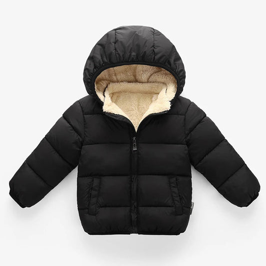 Baby Children Coats Winter Thick Jackets For Boys Warm Plush Thicken Outerwear For Girls Fur Hooded Jacket Kids Clothes Snowsuit - PratSN