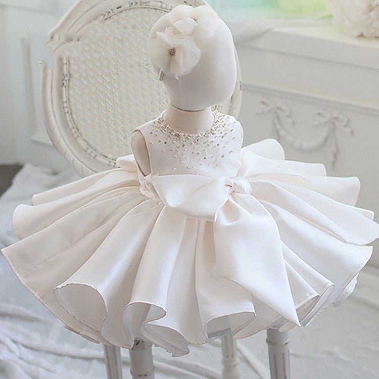 one year old princess dress Elegant Baby Girls Pink Flower Girl One-year-old Princess Toddler Beau marryshe