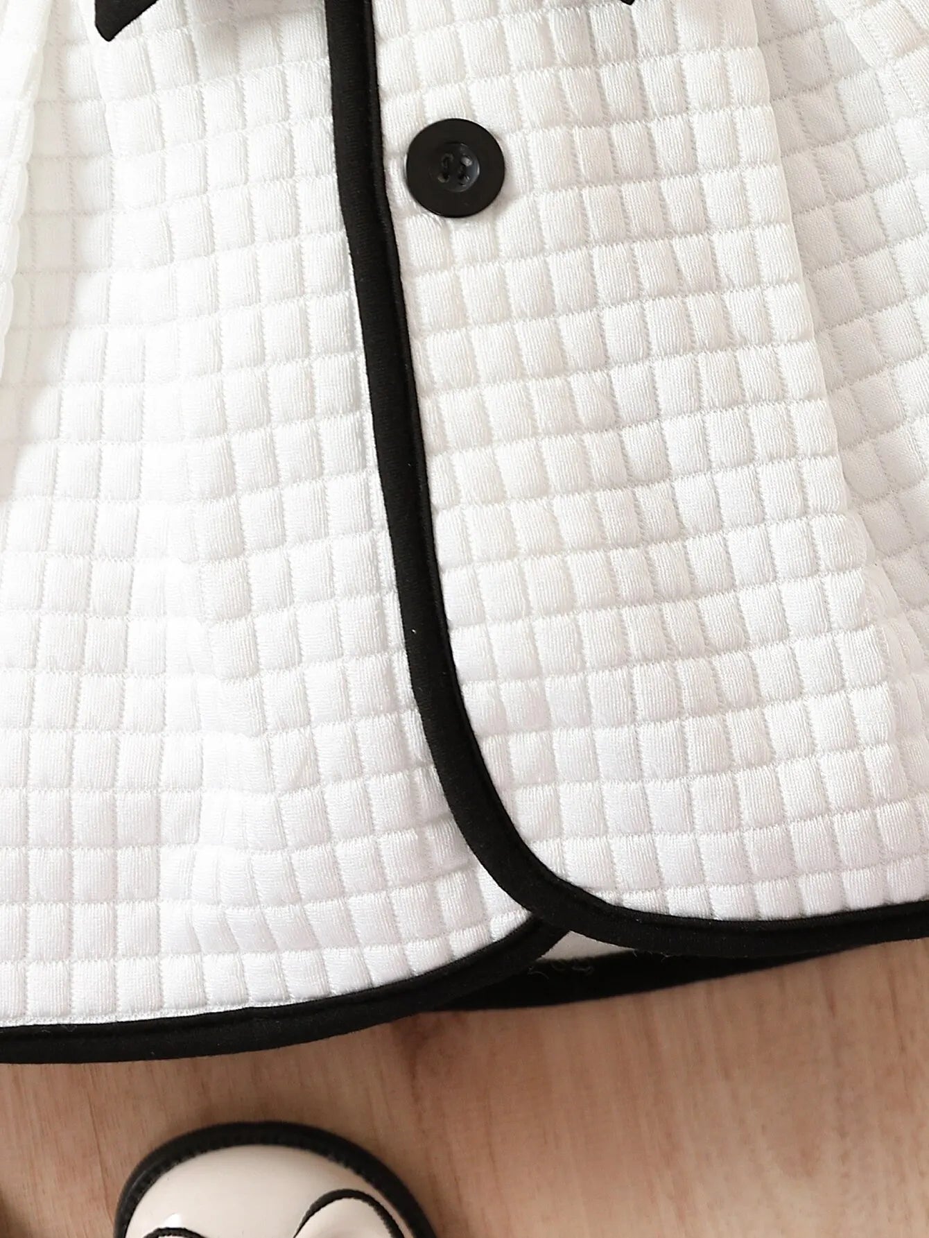 Baby Girls Fashion Autumn And Winter Thermal Belted Dress Set Princess Coat Classic Black And White Color Contrast Cardigan - PratSN
