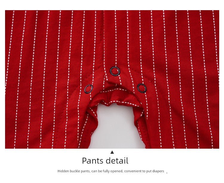 Baby Jumpsuit Suit Summer First Month Old 100 Days Old Hundred Days Banquet One Year Old Celebration Dress Male Baby Clothes Red Gentleman - PratSN