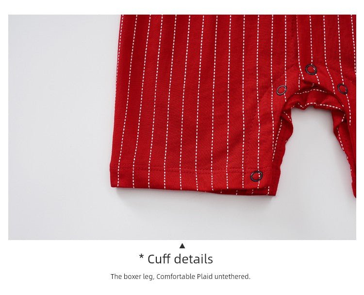 Baby Jumpsuit Suit Summer First Month Old 100 Days Old Hundred Days Banquet One Year Old Celebration Dress Male Baby Clothes Red Gentleman - PratSN