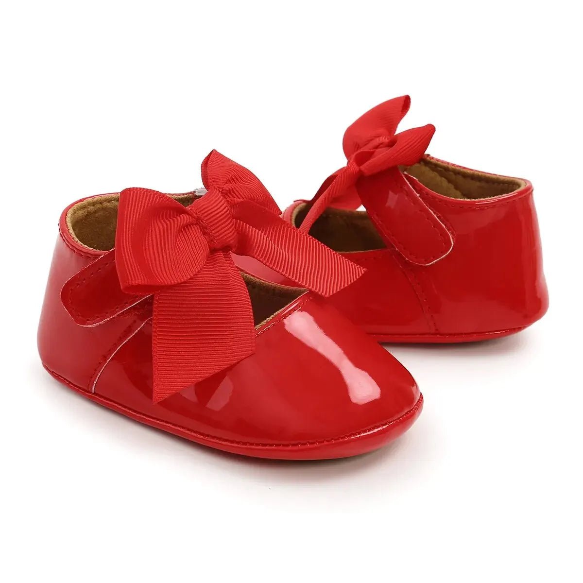 Baby Shoes Bowknot Rubber Sole Anti - slip PU Ballet Slippers Baby Girl Dress Shoes First Walker Toddler Crib Shoes - PratSN