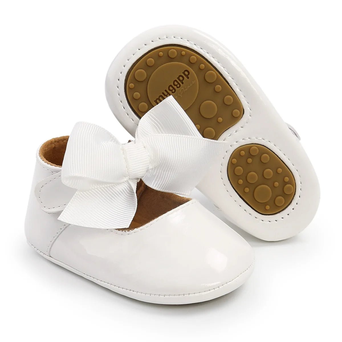 Baby Shoes Bowknot Rubber Sole Anti - slip PU Ballet Slippers Baby Girl Dress Shoes First Walker Toddler Crib Shoes - PratSN