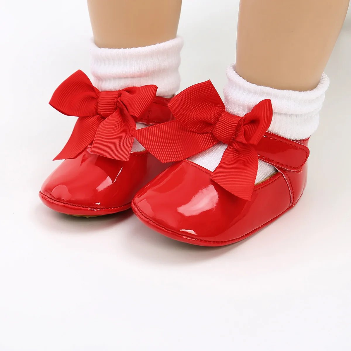 Baby Shoes Bowknot Rubber Sole Anti - slip PU Ballet Slippers Baby Girl Dress Shoes First Walker Toddler Crib Shoes - PratSN