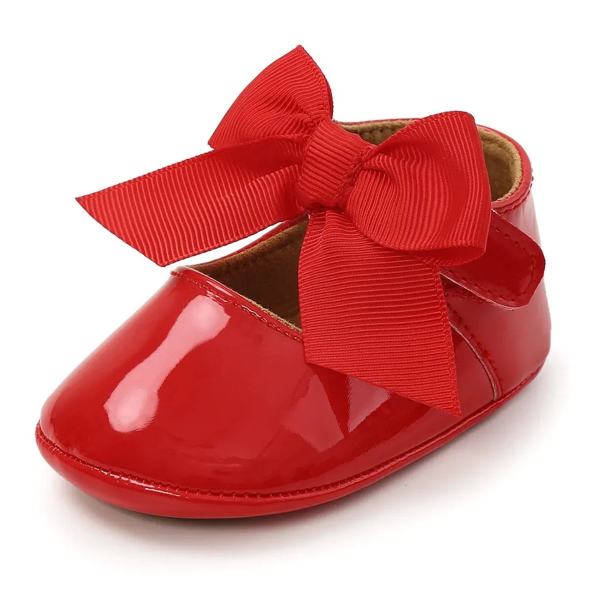 Baby Shoes Bowknot Rubber Sole Anti - slip PU Ballet Slippers Baby Girl Dress Shoes First Walker Toddler Crib Shoes - PratSN