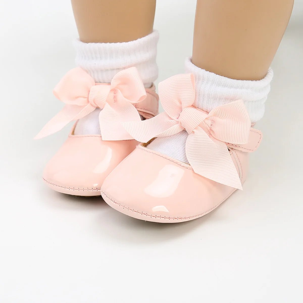 Baby Shoes Bowknot Rubber Sole Anti - slip PU Ballet Slippers Baby Girl Dress Shoes First Walker Toddler Crib Shoes - PratSN