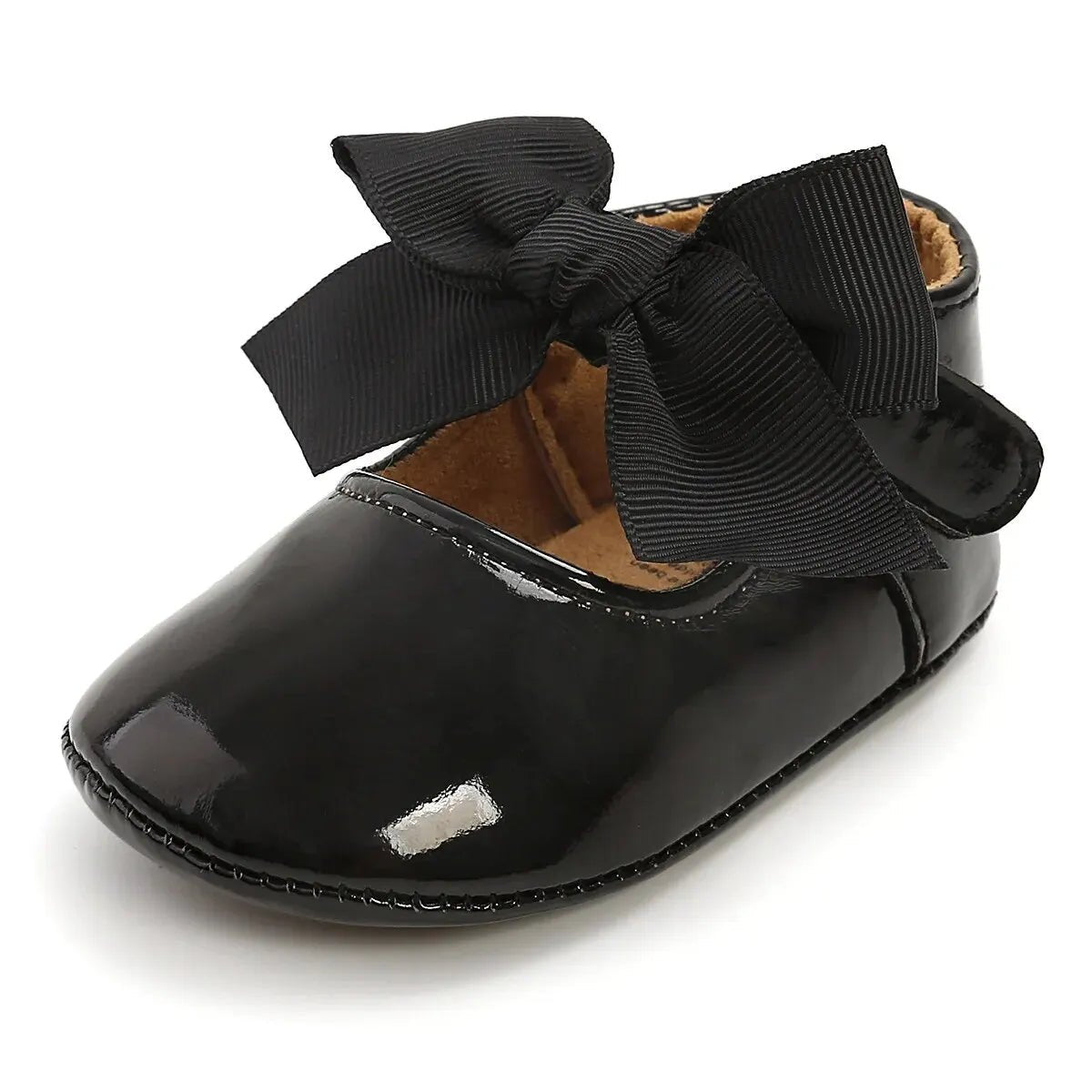 Baby Shoes Bowknot Rubber Sole Anti - slip PU Ballet Slippers Baby Girl Dress Shoes First Walker Toddler Crib Shoes - PratSN