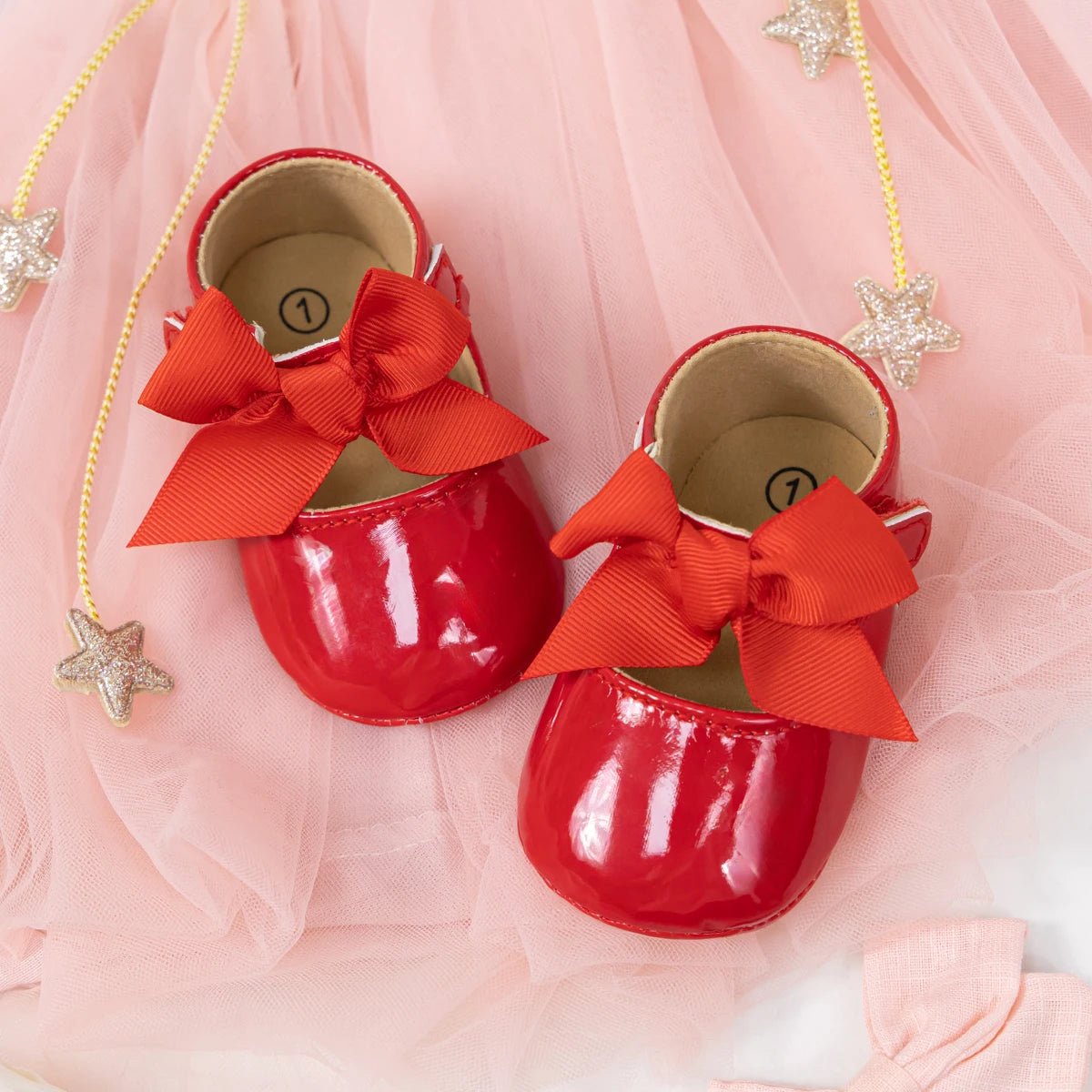 Baby Shoes Bowknot Rubber Sole Anti - slip PU Ballet Slippers Baby Girl Dress Shoes First Walker Toddler Crib Shoes - PratSN