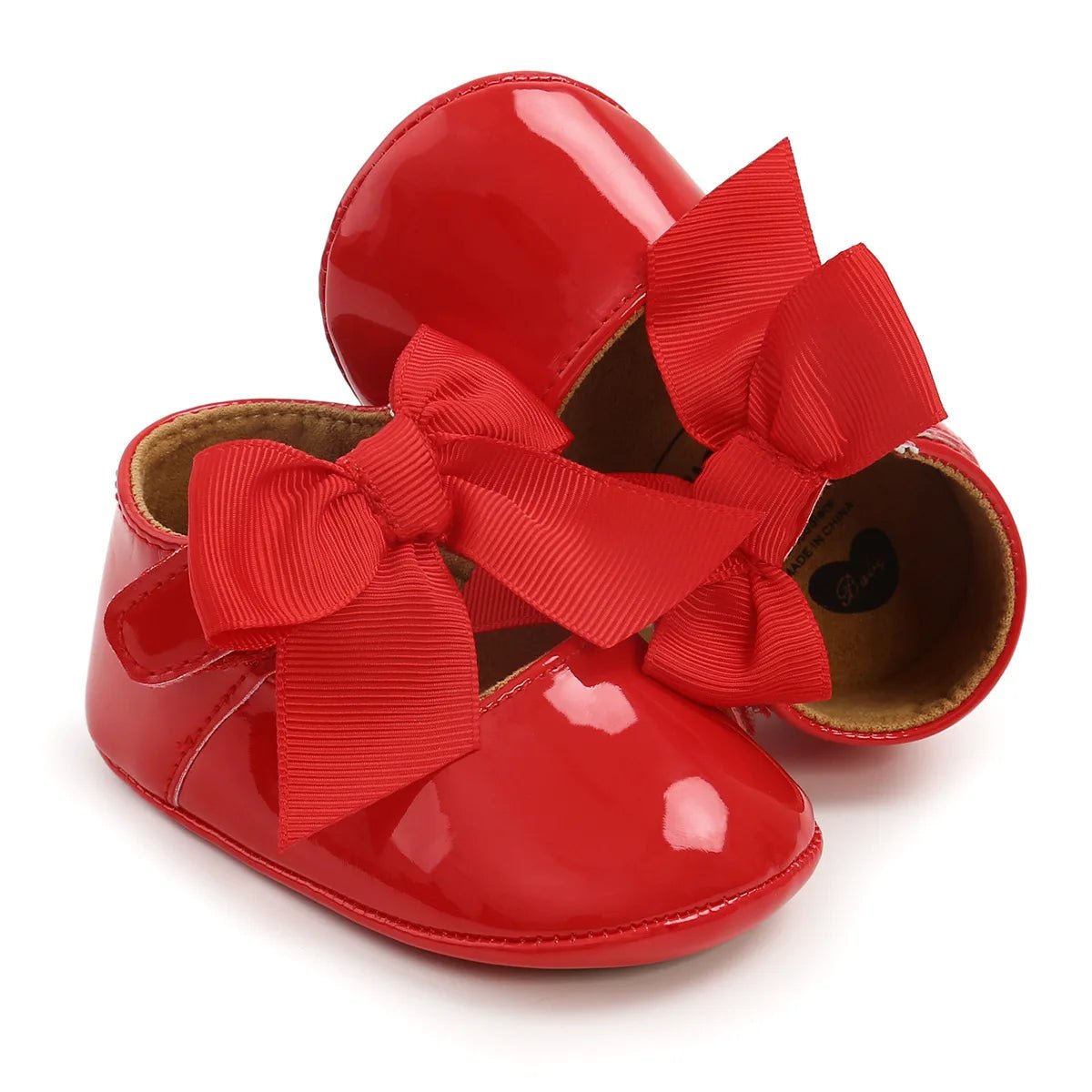 Baby Shoes Bowknot Rubber Sole Anti - slip PU Ballet Slippers Baby Girl Dress Shoes First Walker Toddler Crib Shoes - PratSN