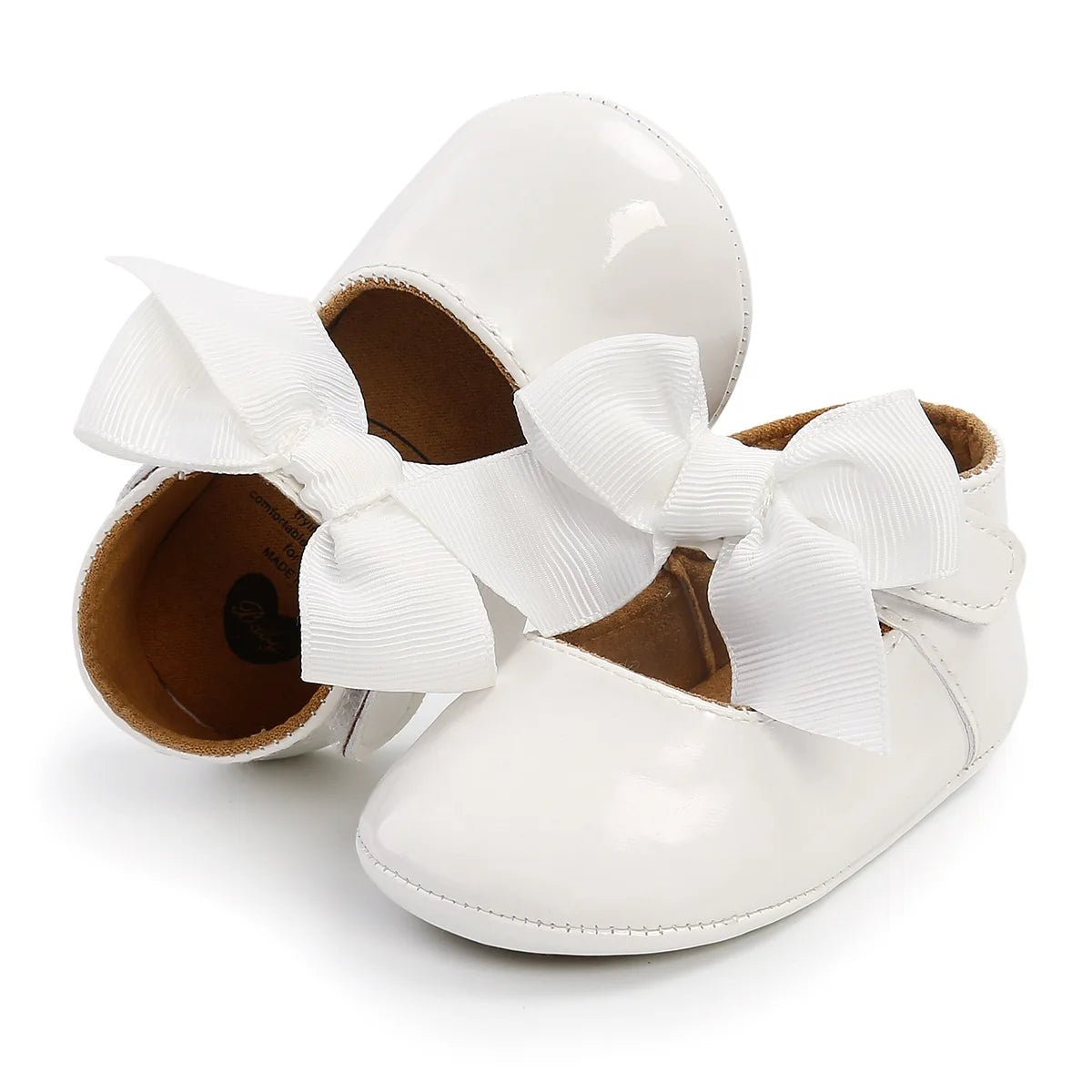 Baby Shoes Bowknot Rubber Sole Anti - slip PU Ballet Slippers Baby Girl Dress Shoes First Walker Toddler Crib Shoes - PratSN