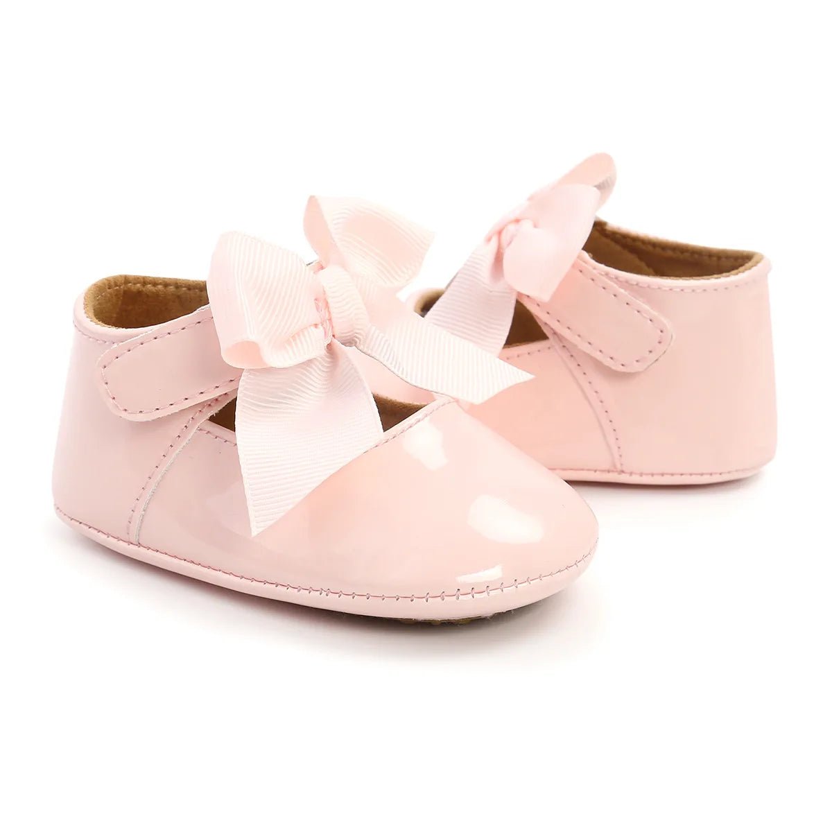 Baby Shoes Bowknot Rubber Sole Anti - slip PU Ballet Slippers Baby Girl Dress Shoes First Walker Toddler Crib Shoes - PratSN