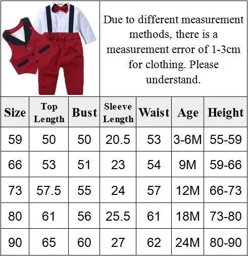 Baby Suits Newborn Boy Clothes Romper + Vest Infant Formal Clothing Outfit Party Bow Tie Children Toddler Birthday Dress 0 - 24 M - PratSN