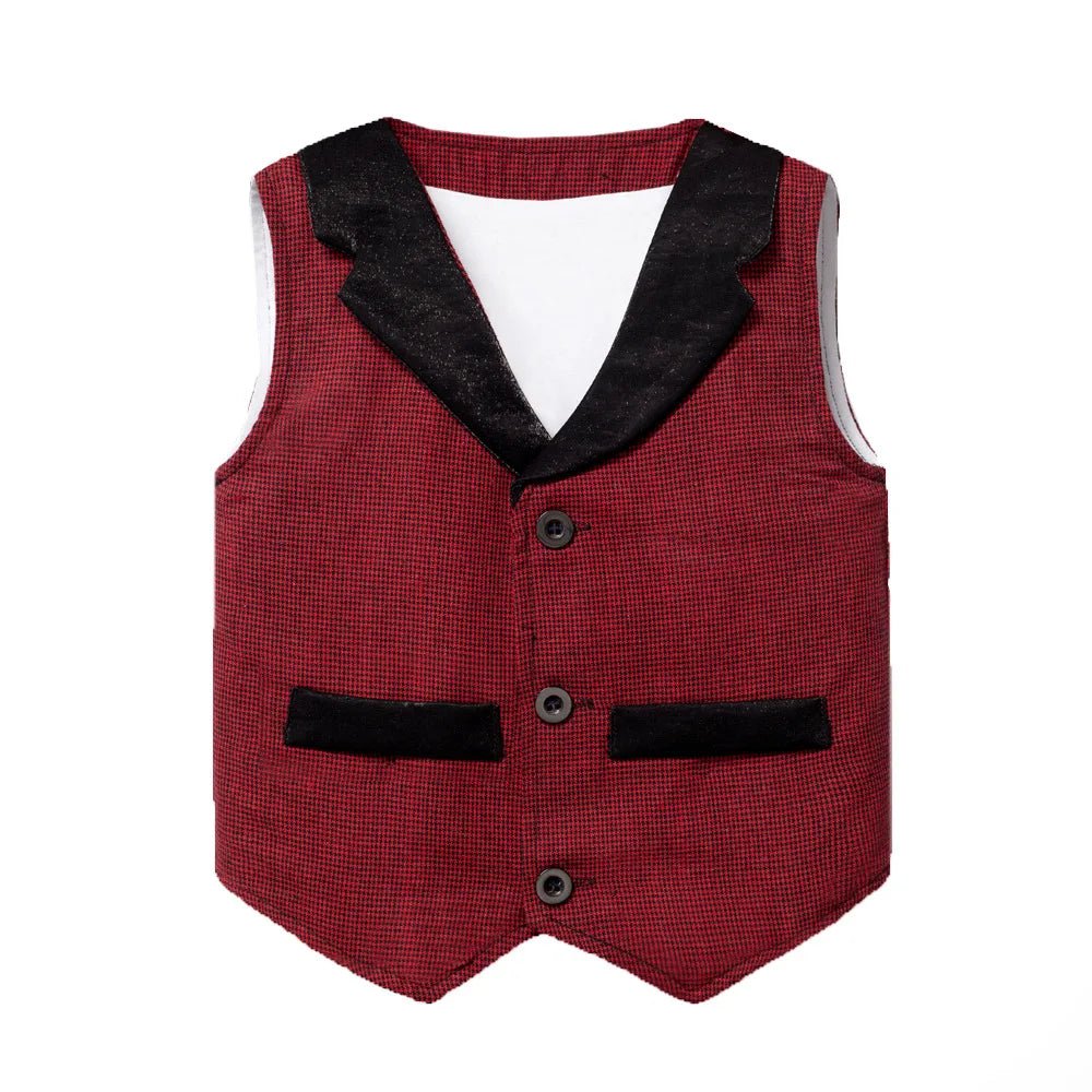 Baby Suits Newborn Boy Clothes Romper + Vest Infant Formal Clothing Outfit Party Bow Tie Children Toddler Birthday Dress 0 - 24 M - PratSN