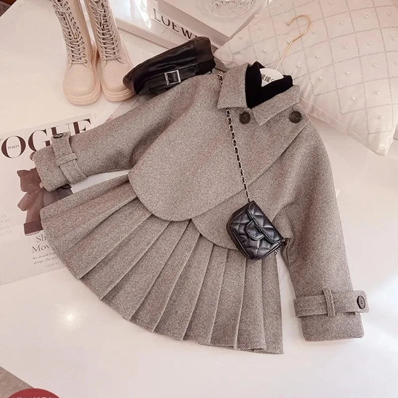 Bear Leader Fashion Kids Girls Princess 2pcs Clothes Set Autumn Winter Children Coat Outwear+Skirts Vintage Outfits Suit 2 - 12Y - PratSN