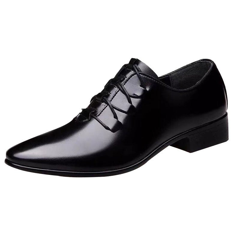 Black Breathable Men's Business Casual Leather Shoes - PratSN