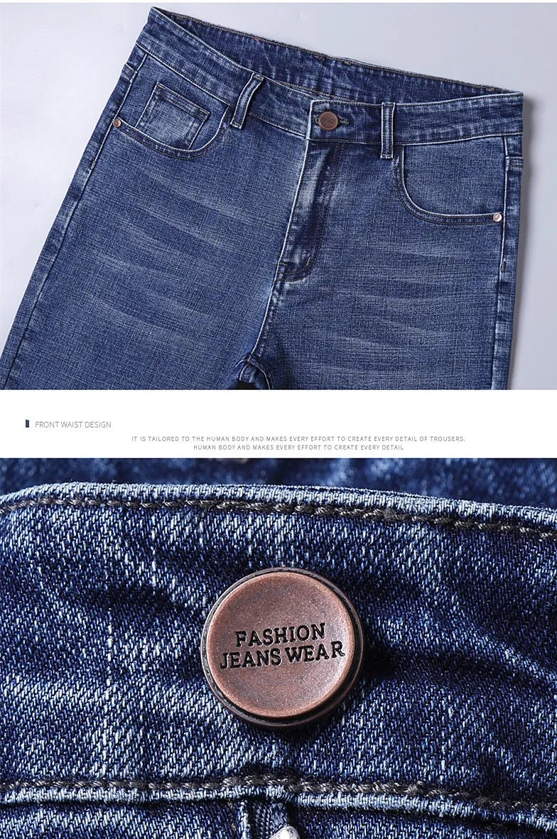 Blue Men's Stretch Jeans, Black Denim Trousers, Fashion Slim Casual Pants Asian Size 28 - 40 - PratSN