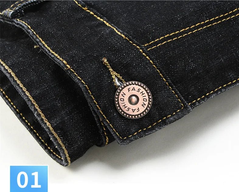 Blue Men's Stretch Jeans, Black Denim Trousers, Fashion Slim Casual Pants Asian Size 28 - 40 - PratSN