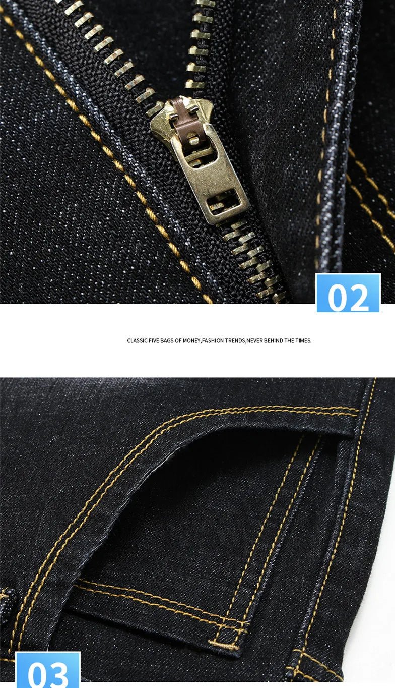 Blue Men's Stretch Jeans, Black Denim Trousers, Fashion Slim Casual Pants Asian Size 28 - 40 - PratSN