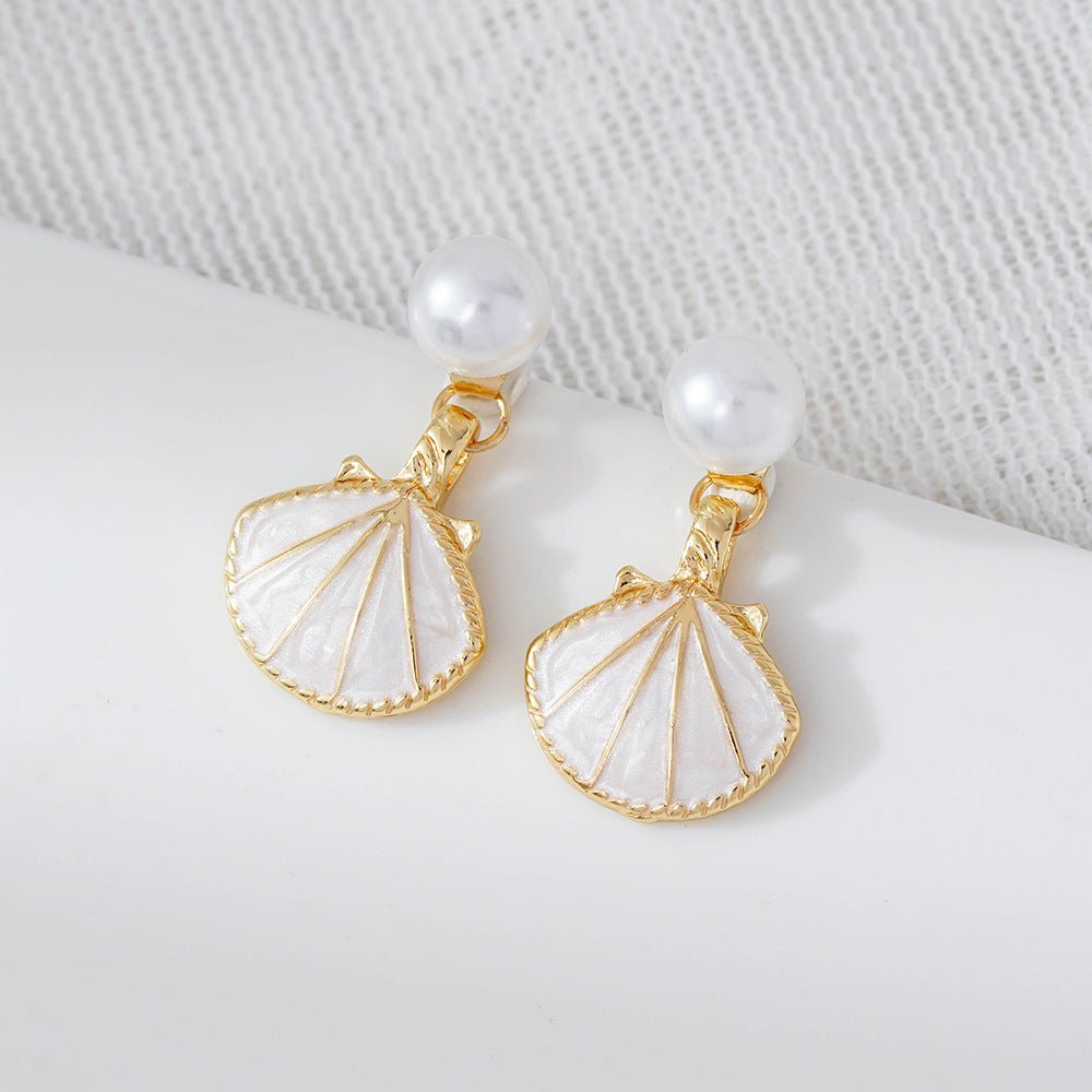 Blue Two Wearing Methods Shell Pearl Earrings - PratSN