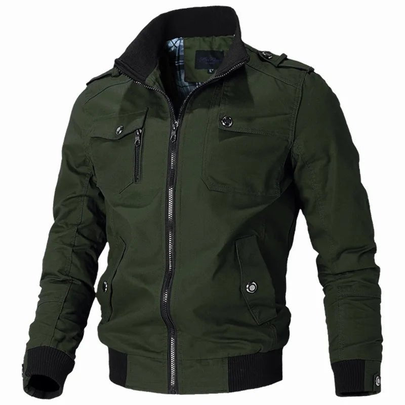 Bomber Jacket Men Fashion Casual Windbreaker Jacket Coat Men 2025 Spring Autumn New Hot Outwear Solid Stand Slim Jacket - PratSN