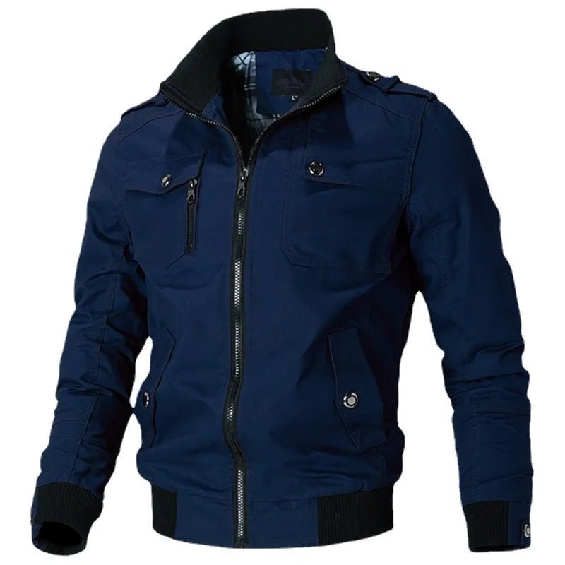 Bomber Jacket Men Fashion Casual Windbreaker Jacket Coat Men 2025 Spring Autumn New Hot Outwear Solid Stand Slim Jacket - PratSN