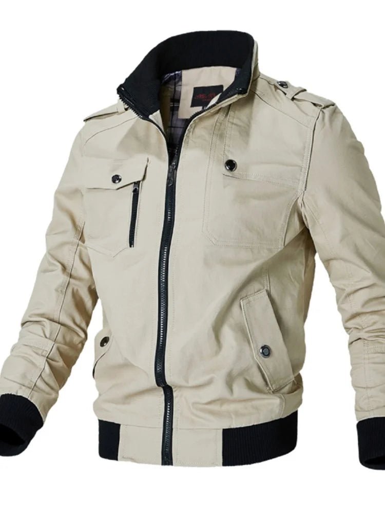 Bomber Jacket Men Fashion Casual Windbreaker Jacket Coat Men 2025 Spring Autumn New Hot Outwear Solid Stand Slim Jacket - PratSN