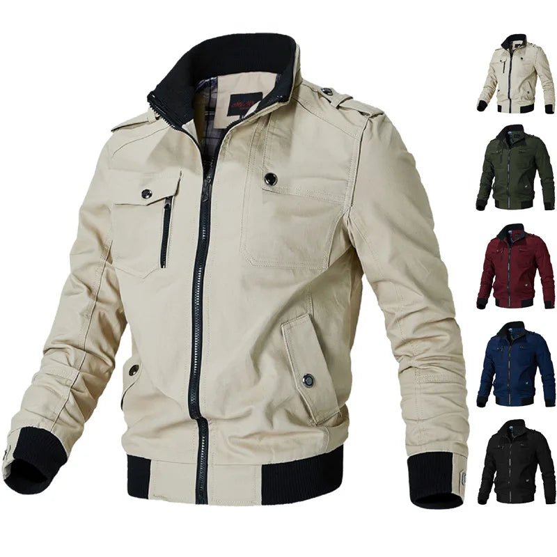 Bomber Jacket Men Fashion Casual Windbreaker Jacket Coat Men 2025 Spring Autumn New Hot Outwear Solid Stand Slim Jacket - PratSN