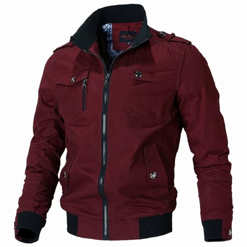 Bomber Jacket Men Fashion Casual Windbreaker Jacket Coat Men 2025 Spring Autumn New Hot Outwear Solid Stand Slim Jacket - PratSN