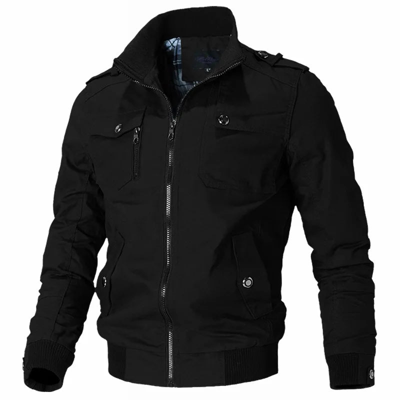 Bomber Jacket Men Fashion Casual Windbreaker Jacket Coat Men 2025 Spring Autumn New Hot Outwear Solid Stand Slim Jacket - PratSN