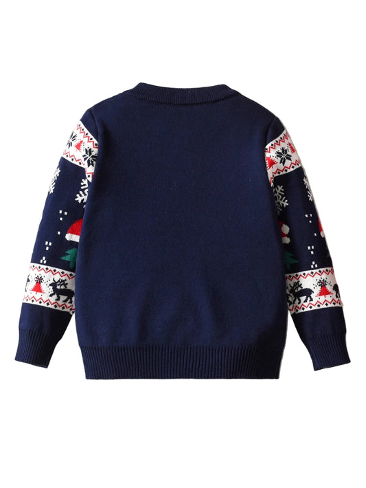 Boys and girls Christmas hats, snowflake reindeer sweaters, pullovers suitable for parties, leisure, spring, autumn, winter - PratSN