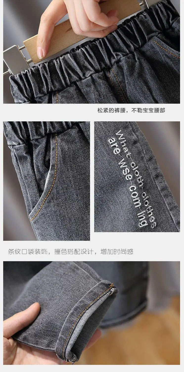 Boys' Baby Autumn Suit 2024 New Children's Fashionable Clothes Spring and Autumn Vest Shirt Jeans 3 Piece Set - PratSN