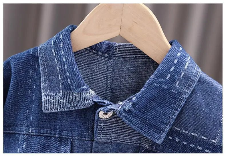 Boy's denim suit Spring and autumn new children fashion foreign style coat boy handsome fried street suit 1 2 3 7 12 15 Y - PratSN