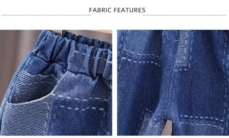 Boy's denim suit Spring and autumn new children fashion foreign style coat boy handsome fried street suit 1 2 3 7 12 15 Y - PratSN